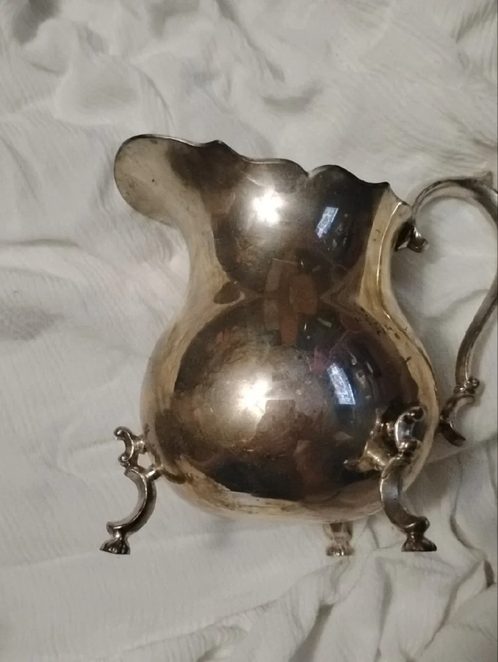 Source Unknown Silver Decorative Pitcher with Ornate Handle